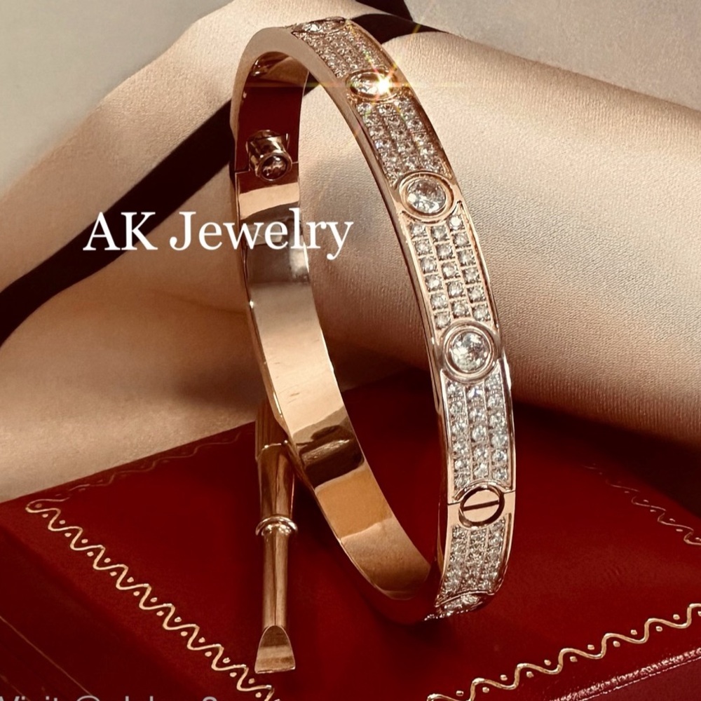 💎LUXURY ROSE Screwdriver Pave Diamond Style Design Bracelet, Bangle, Cuff, Love